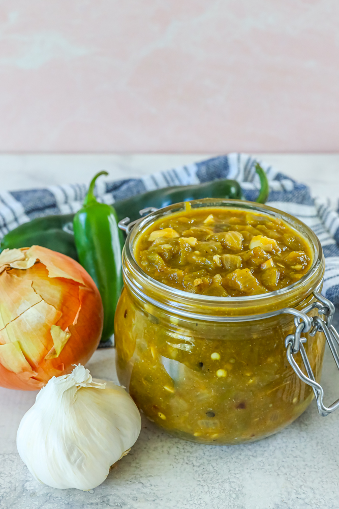 green chile sauce in a jar 
