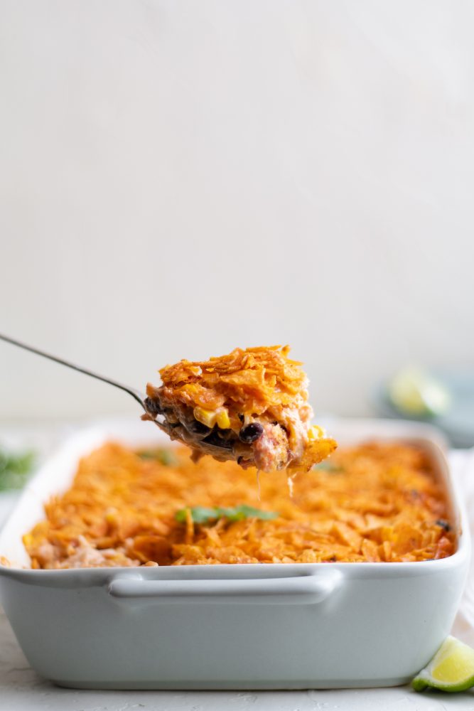 picture of doritos chicken caserole on a plate
