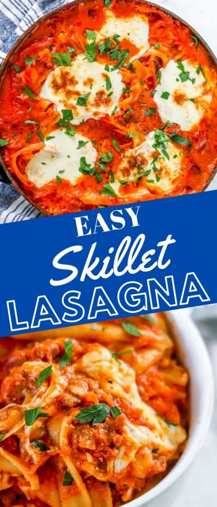picture of skillet lasagna in a pan 