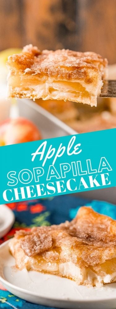 picture of baked apple sopapilla cheesecake on a plate