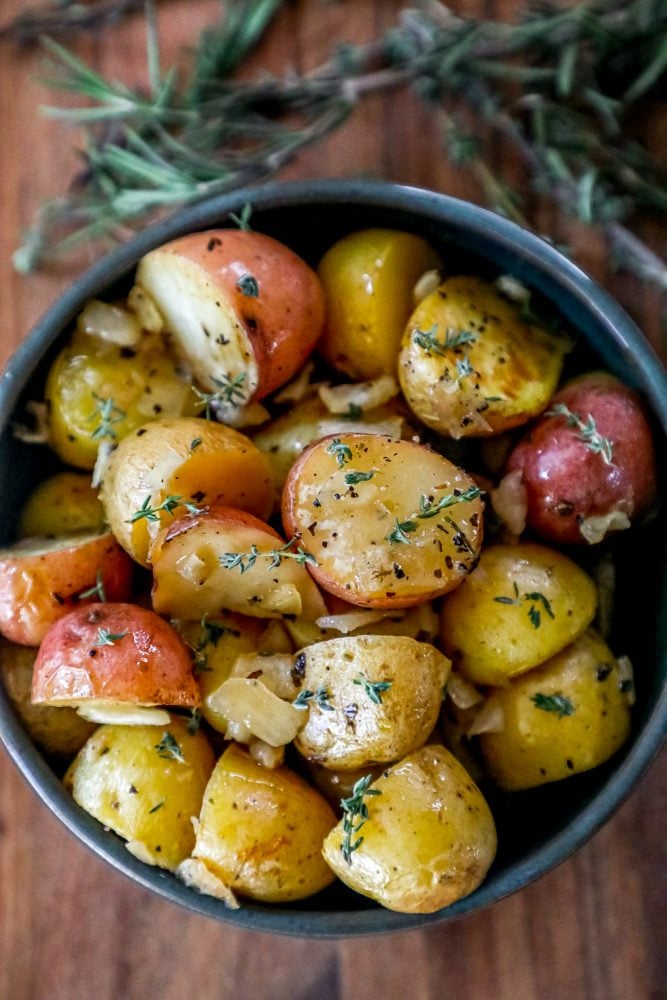 Roasted Garlic Mini Potatoes with Parsley and Lemon Zest