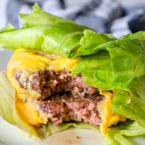 A lettuce wrap cheeseburger.