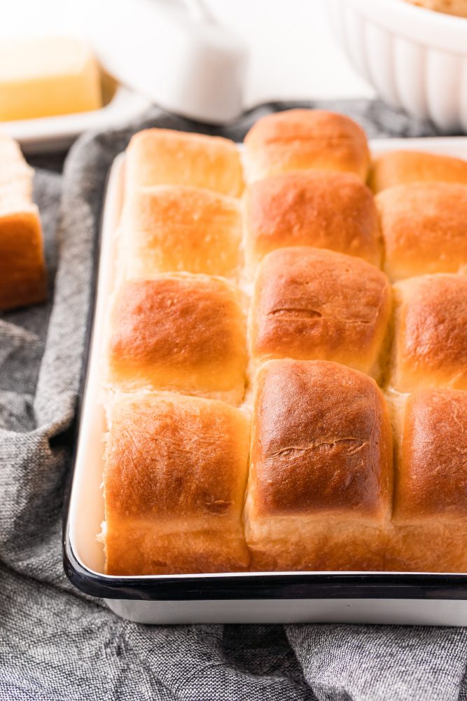 picture of soft buttery rolls in a baking dish