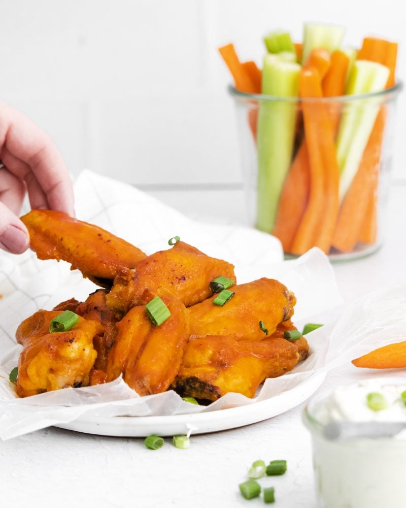 plate of honey buffalo wings