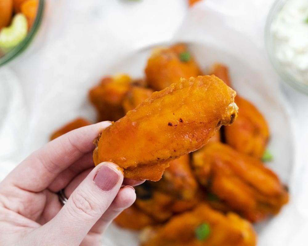 plate of honey buffalo wings