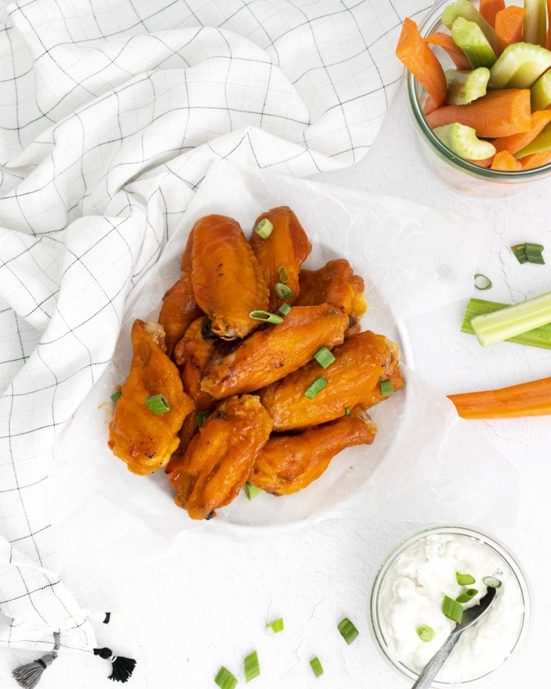 plate of honey buffalo wings