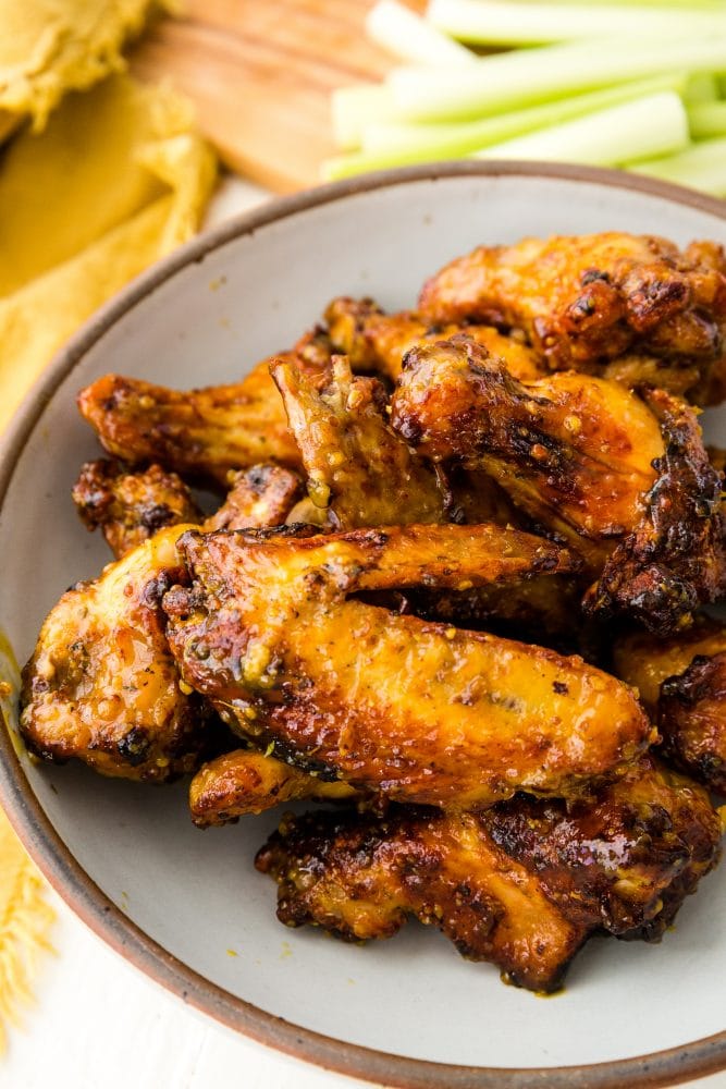 plate of sticky wings