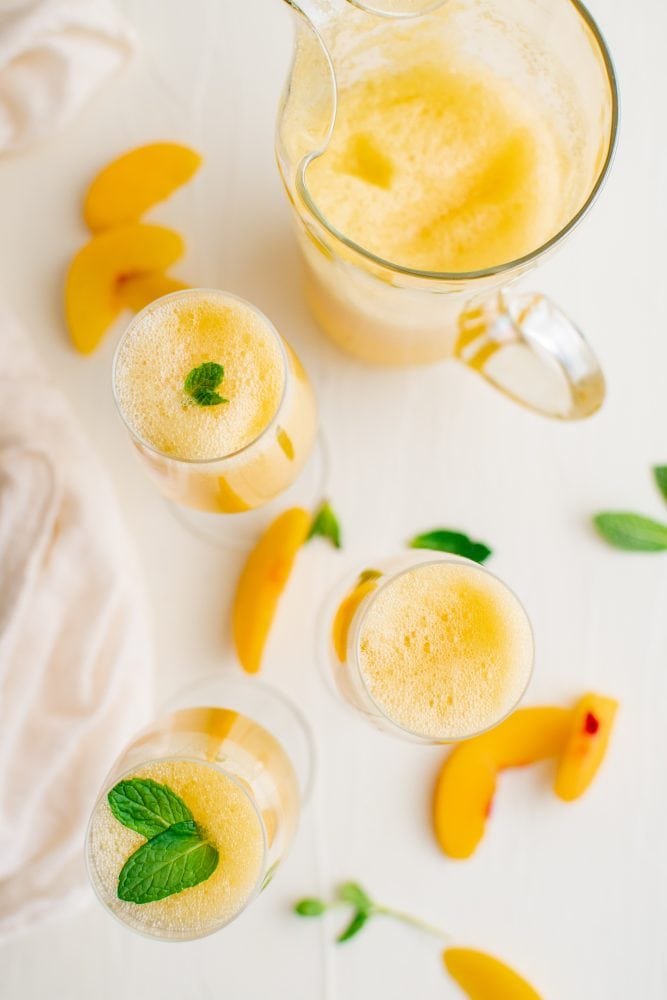 picture of peach bellinis on a table