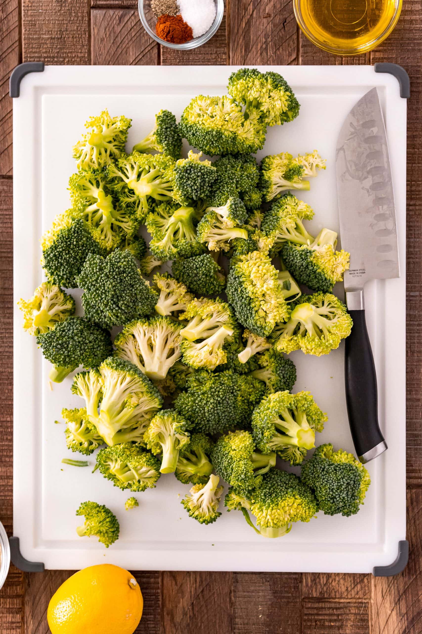 fresh broccoli on a white plate