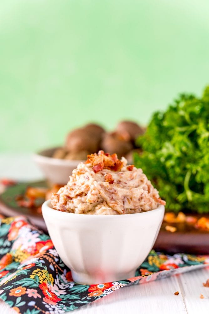 picture of a bowl with bacon compound butter in it