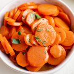 Pan fried carrots with herbs.