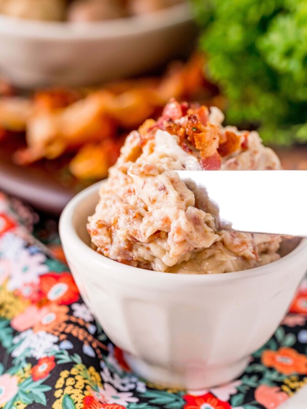 picture of bacon compound butter in a white bowl