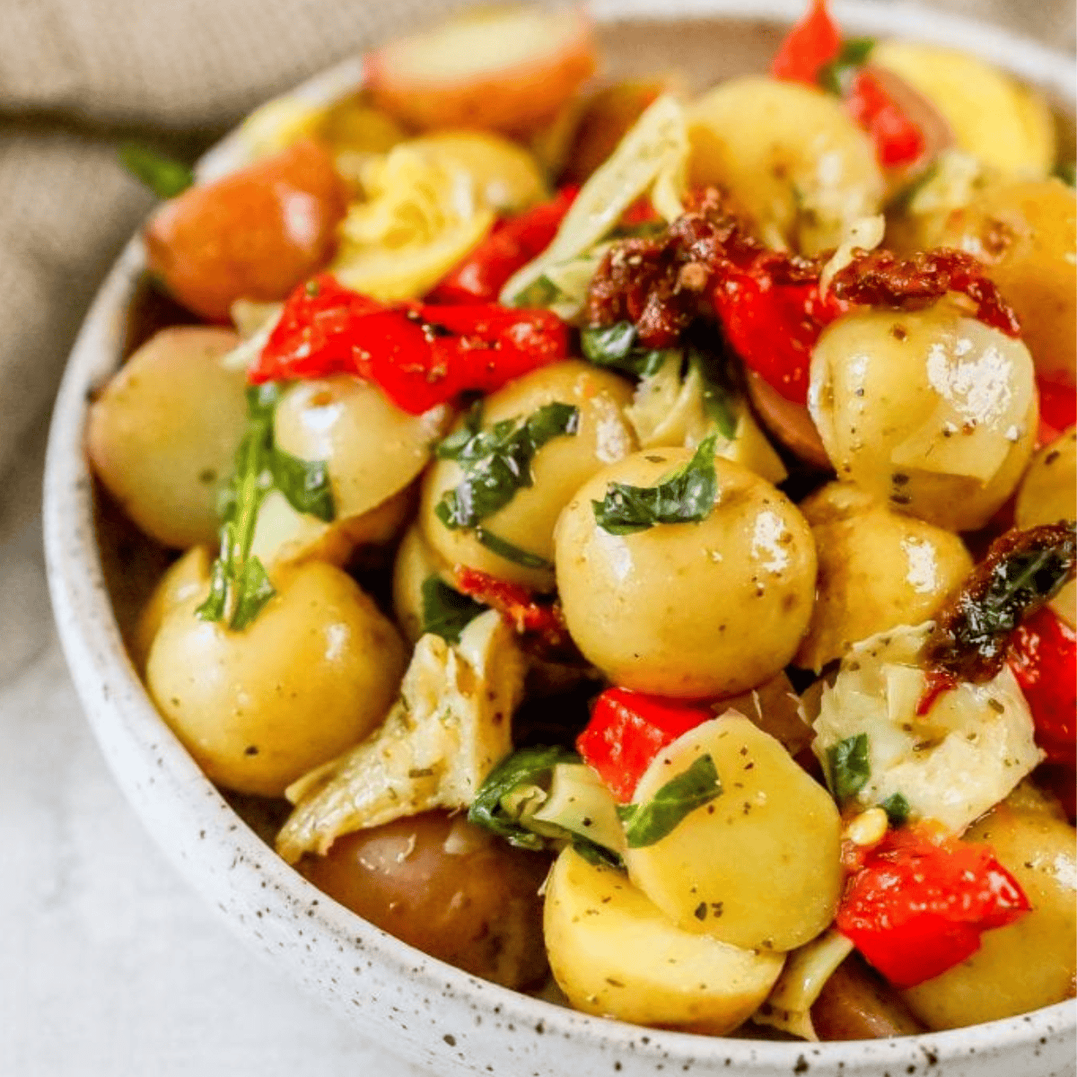 red potato salad with italian dressing Italian Potato Salad with Olives, Salami, and Basil