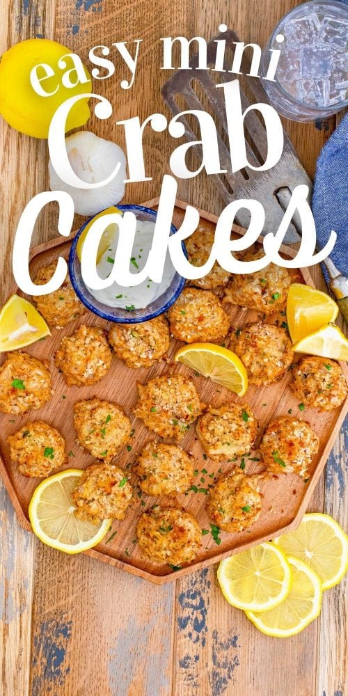 picture of crab cakes on a wooden platter