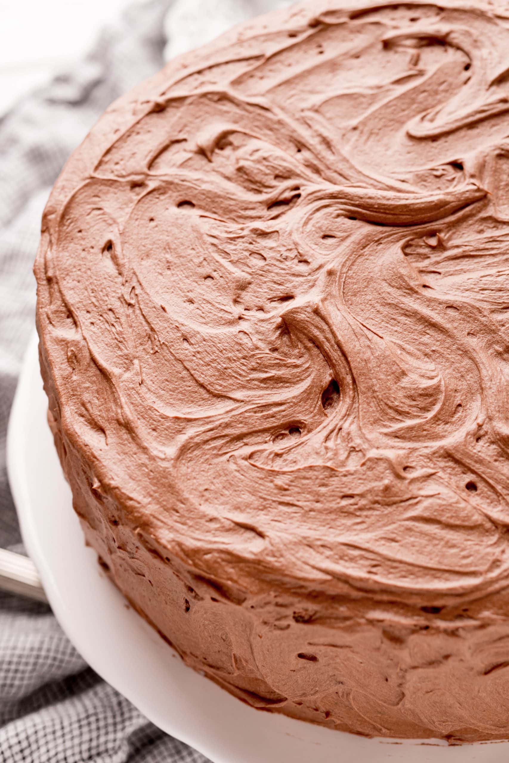 picture of frosted chocolate cake on a plate
