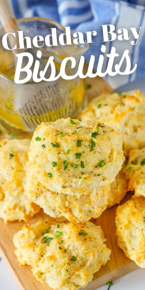 picture of cheddar bay drop biscuit on a cutting board