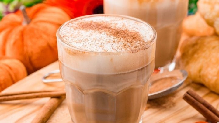 picture of pumpkin spice latte in a glass