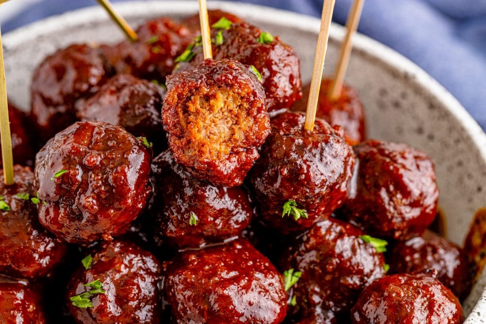 picture of grape jelly meatballs in a bowl 