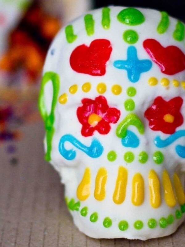 picture of sugar skull cake on a table