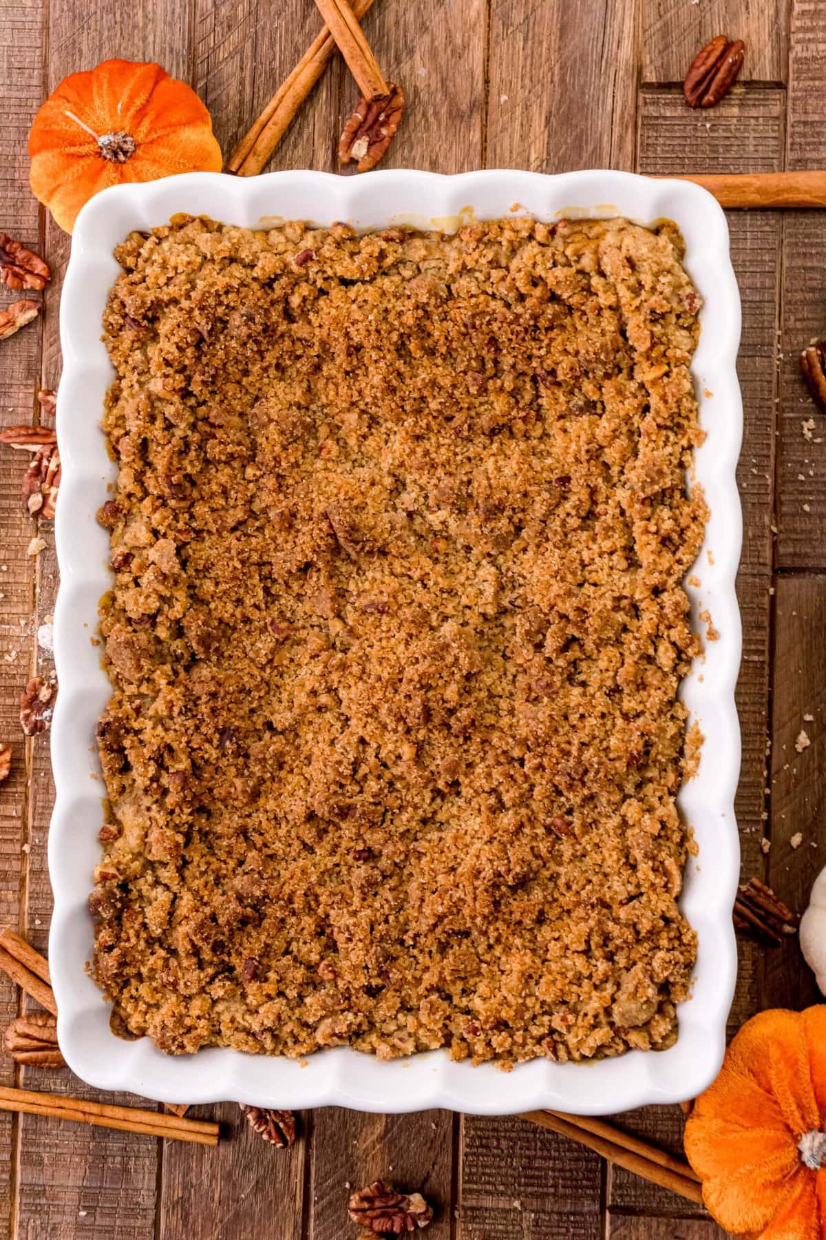 picture of pumpkin crisp in a baking dish