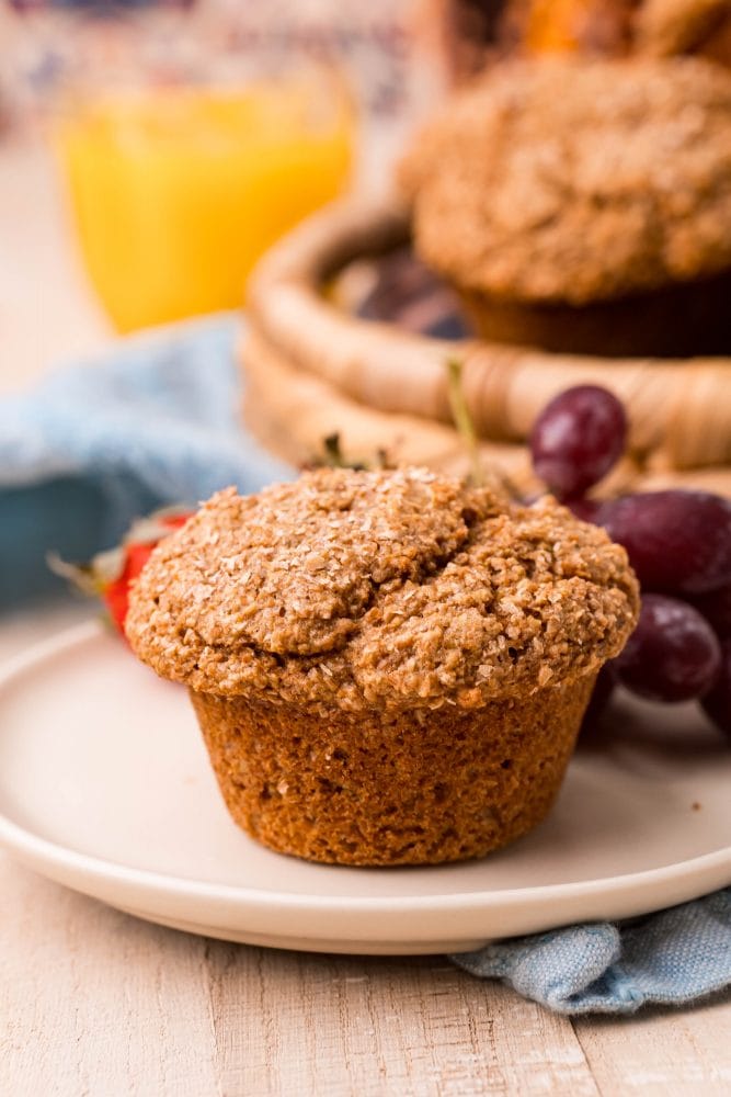 picture of a bran muffin on a plate