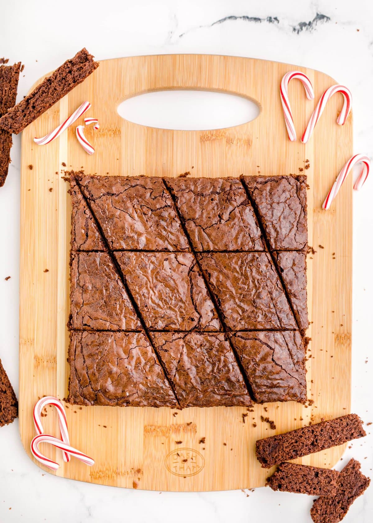 picture of brownies sliced on cutting board