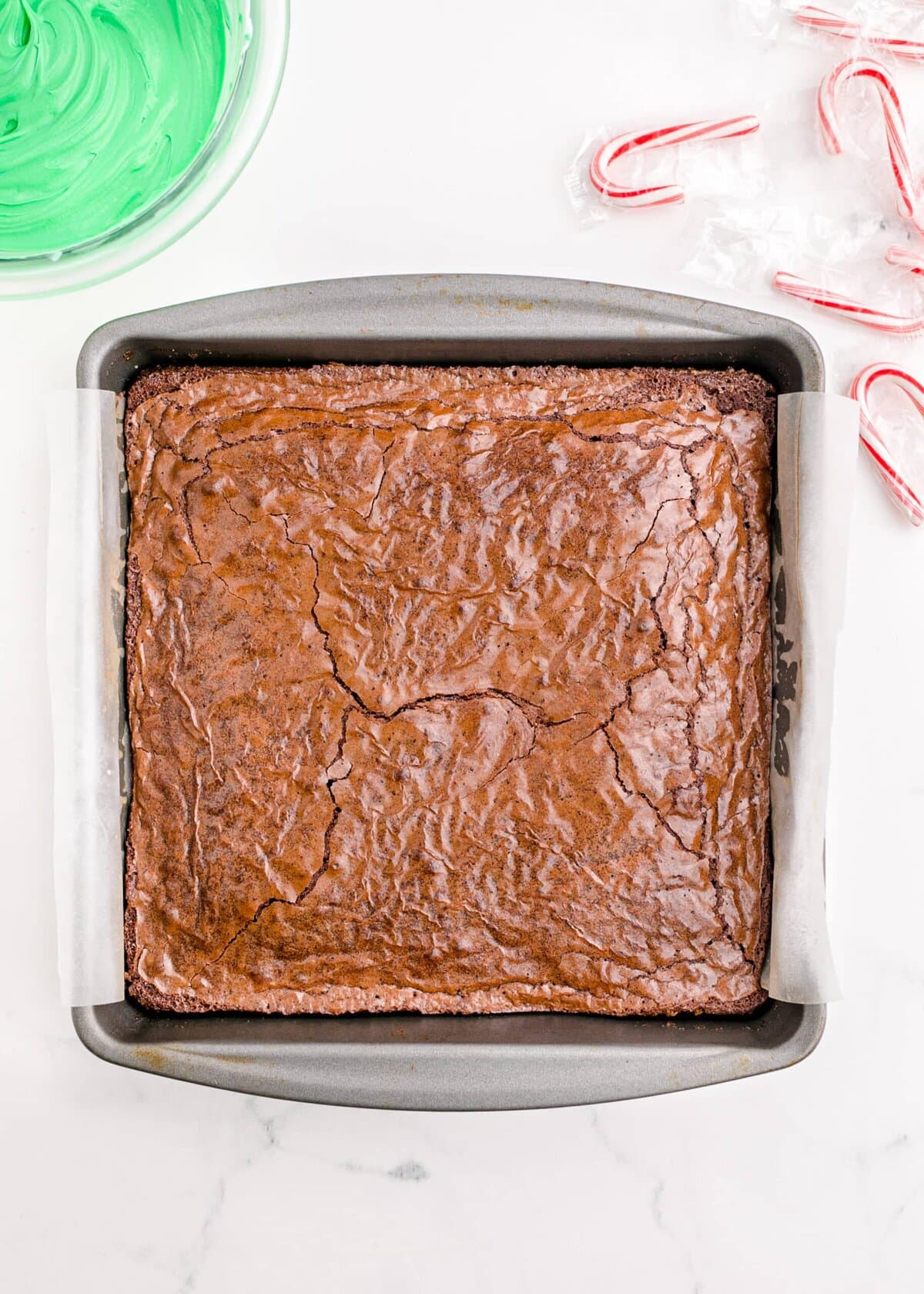 Easy Christmas Tree Brownies Recipe with candy canes.