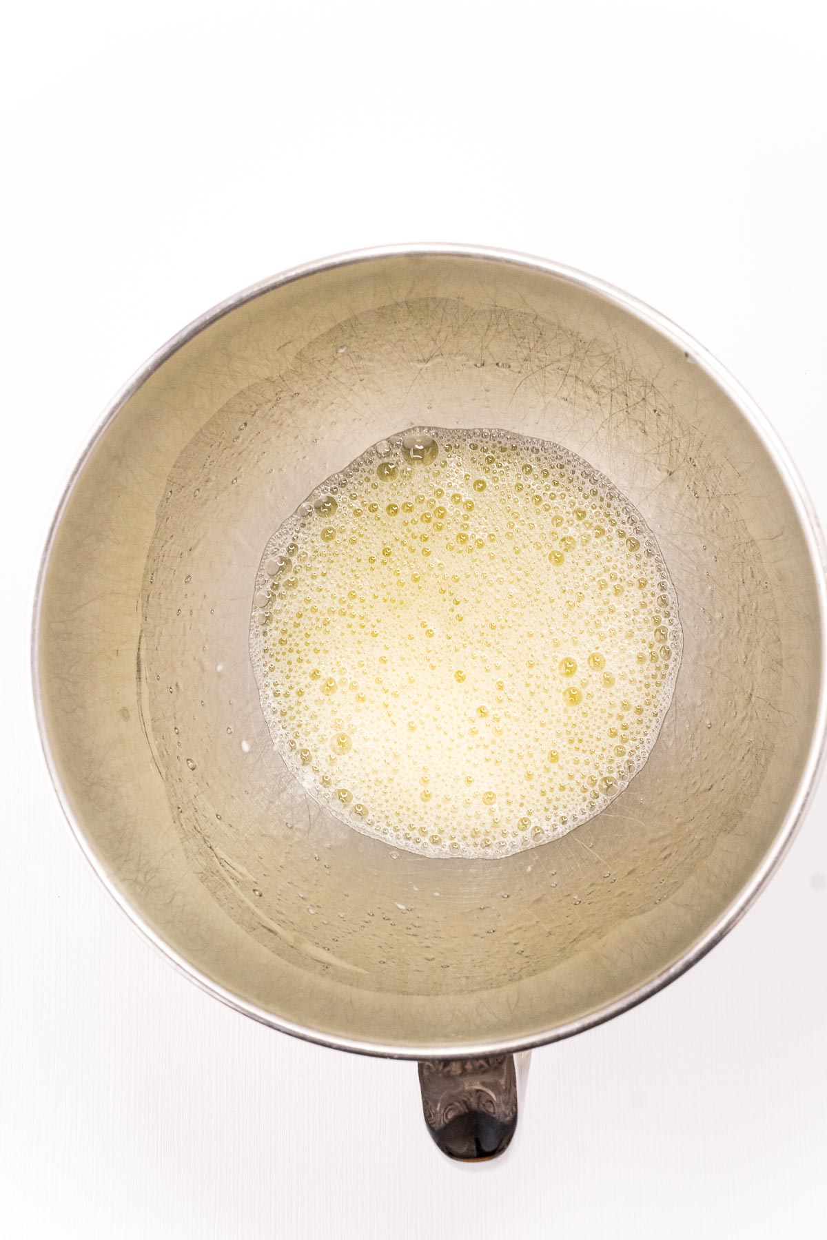 picture of egg whites in a mixing bowl