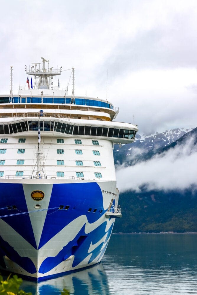 picture of the majestic princess cruise ship in port in skagway alaska