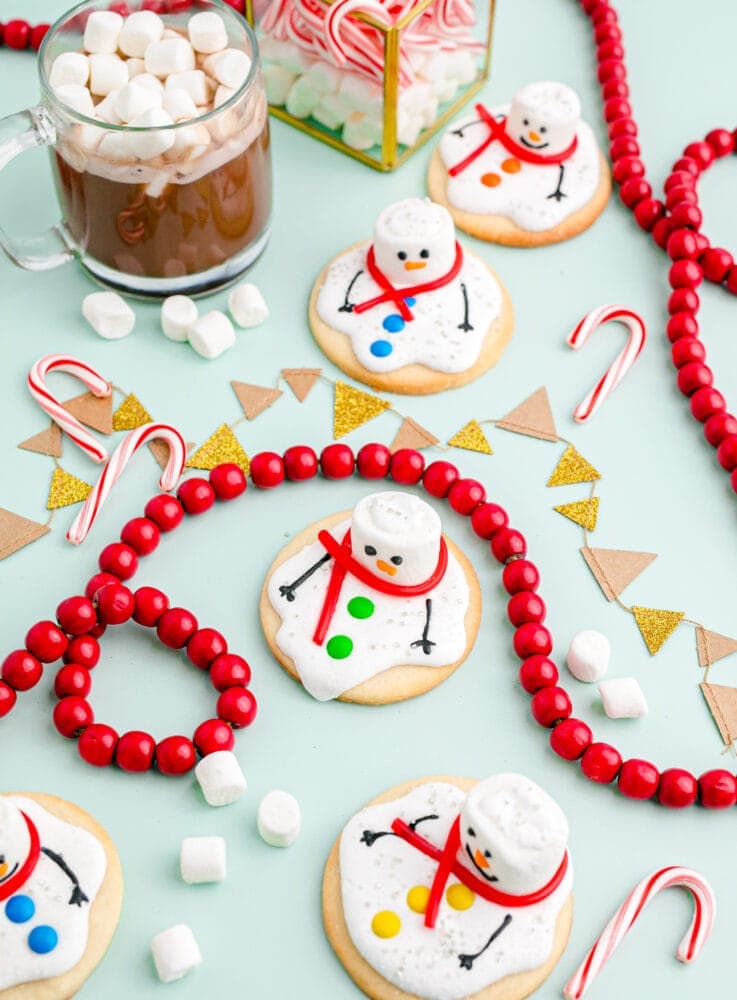 picture of a melted snowman cookie on a table