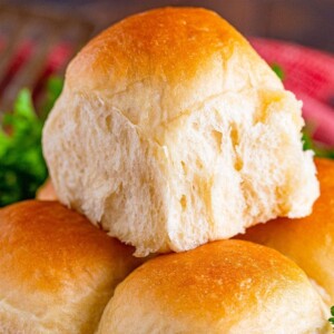 picture of yeast rolls stacked on a plate