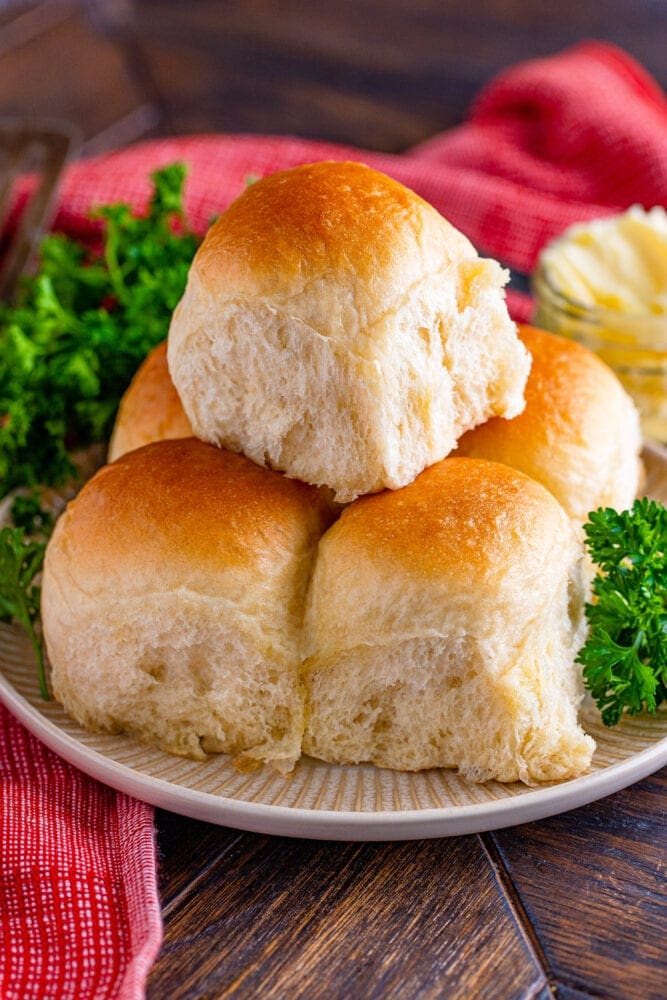 picture of soft dinner roll on a plate