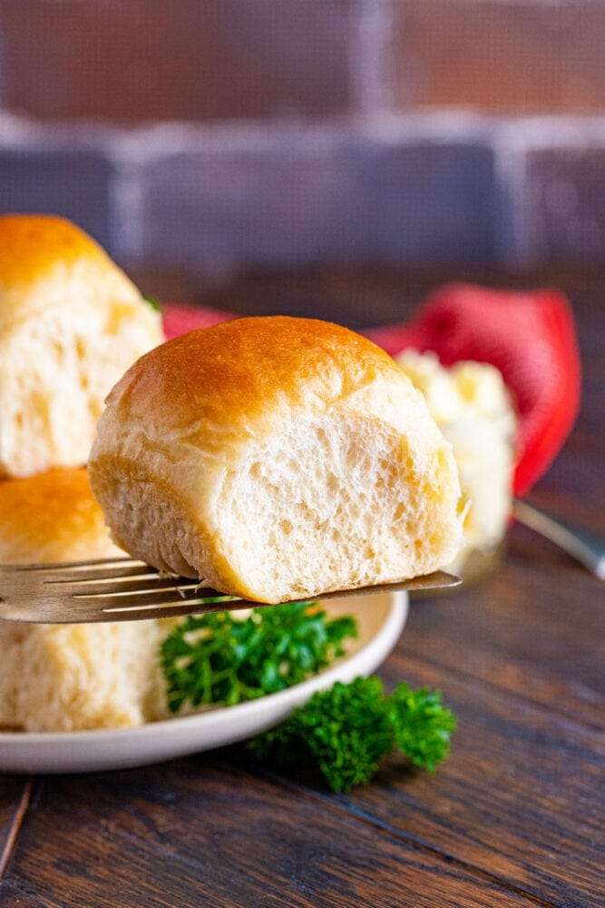picture of yeast roll stacked in a pile