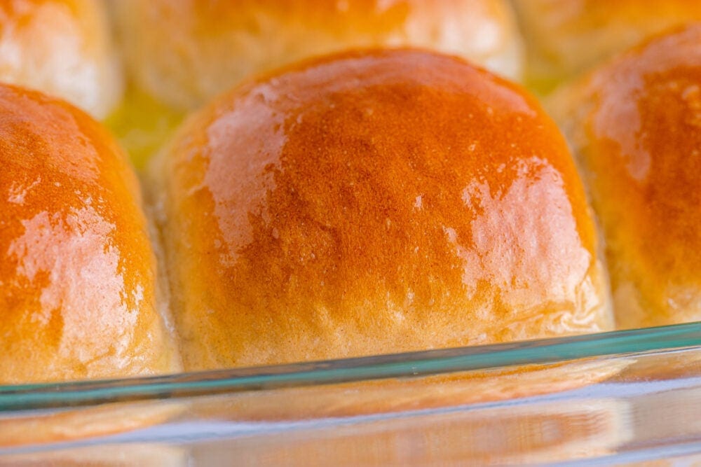 picture of yeast rolls in a baking dish 