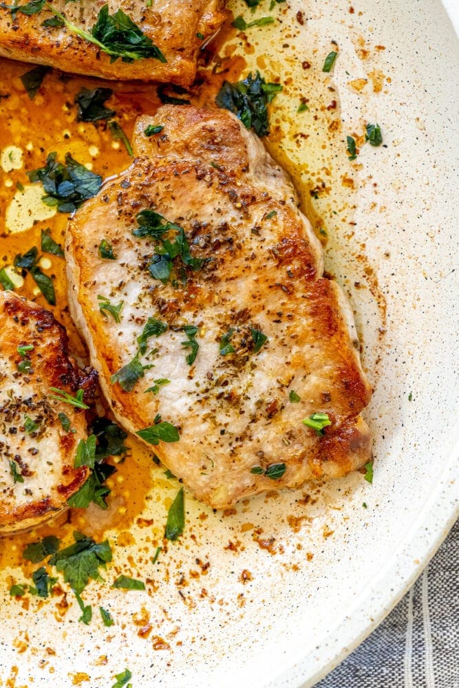 picture of pork chops in a pan 