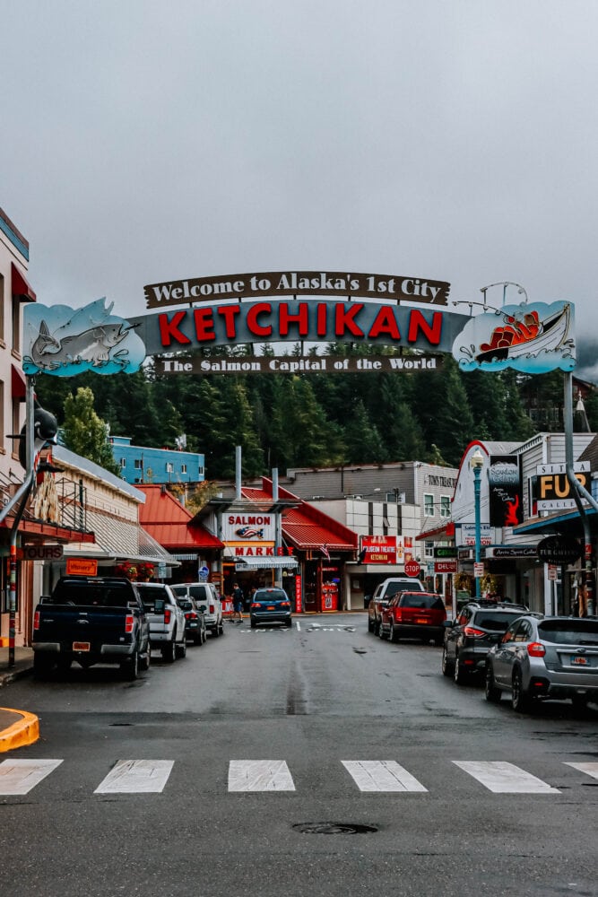 picture of a sign that says ketchikan salmon captial of the world