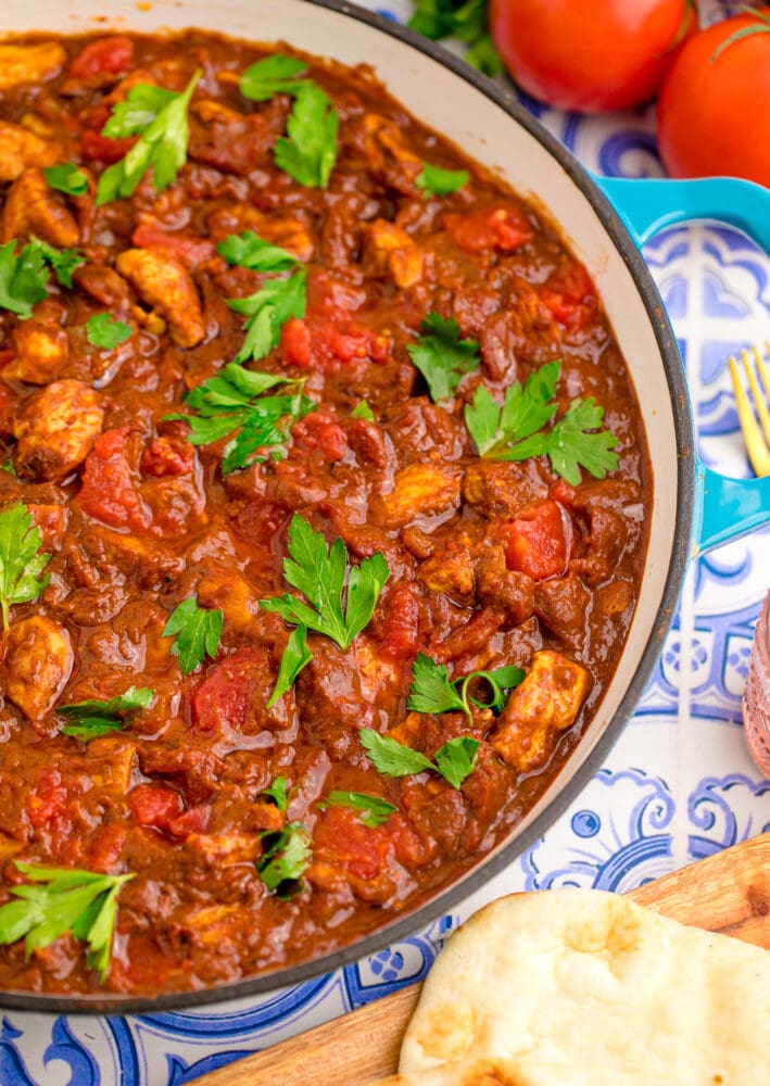 picture of madras curry on a table in a pan 