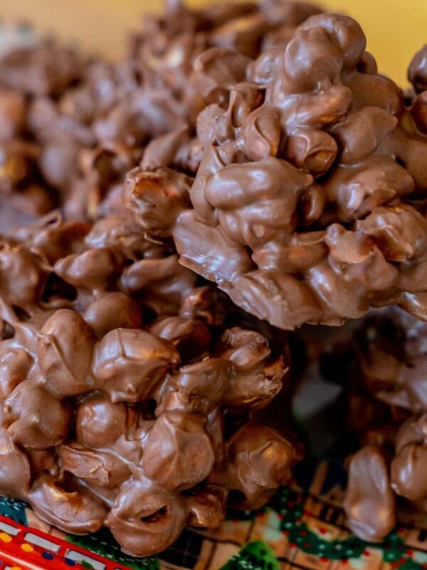 a pile of peanut clusters on a plate