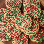 picture of sprinkle cookies on a wood platter