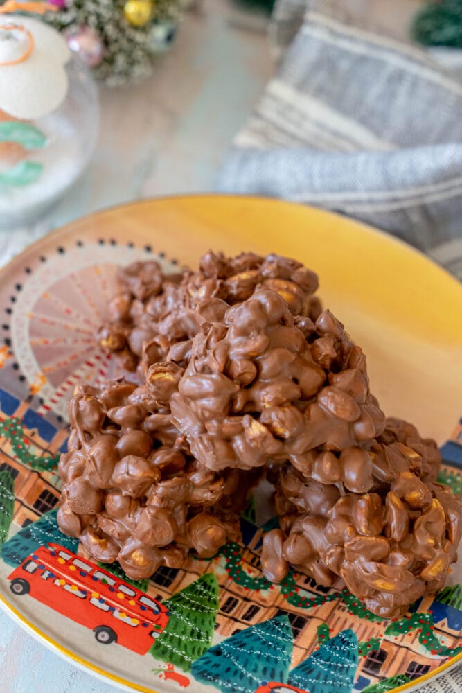 peanut clusters on a christmas plate