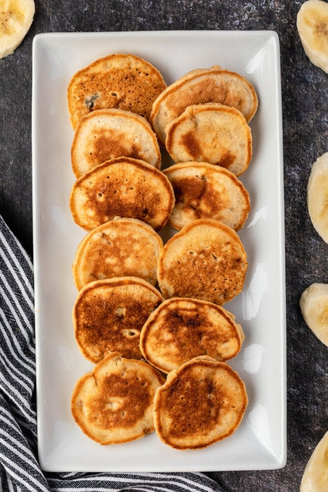 pancakes laid out on a platter