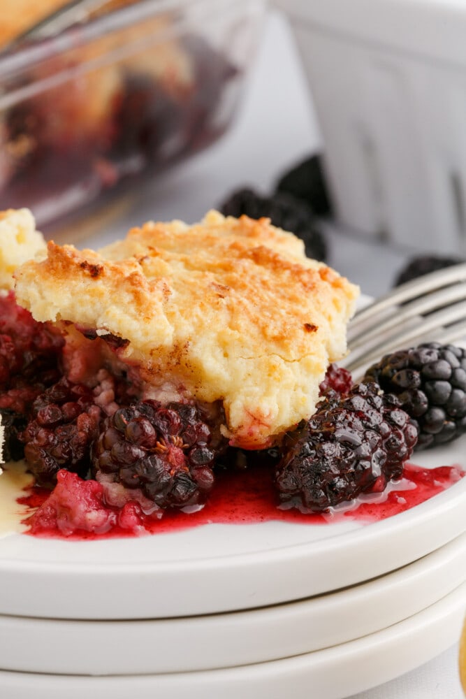 picture of blackberry cobbler on a plate