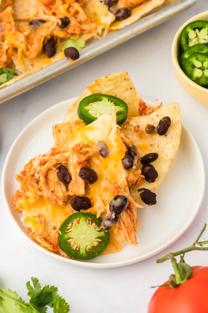 picture of chicken nachos on a plate