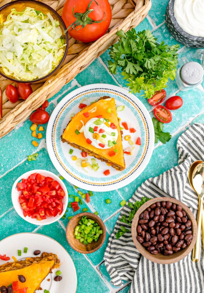 picture of layered taco pie on a plate