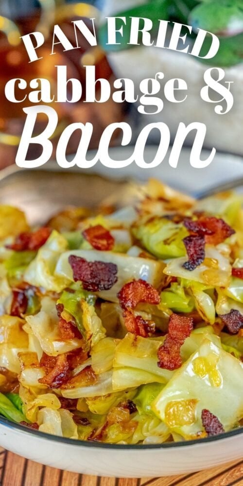 picture of cabbage and bacon in a white bowl 