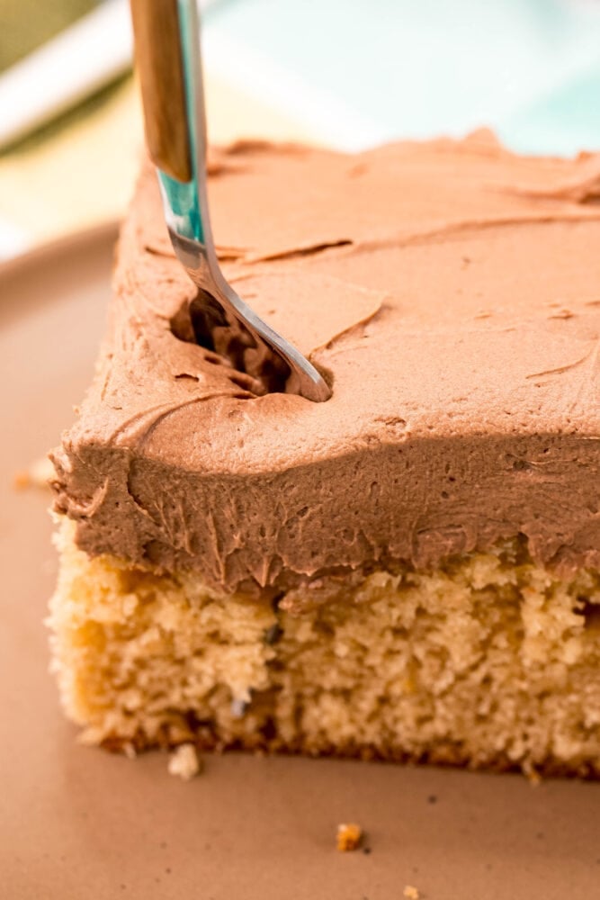 picture of a slice of peanut butter cake on a plate