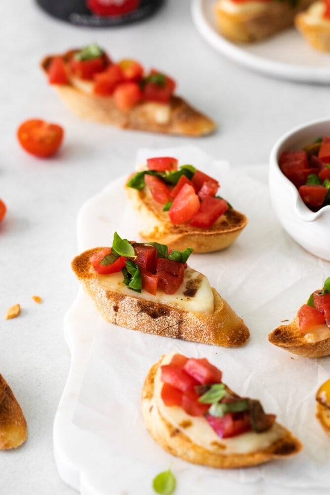 picture of caprese bruschetta on a table
