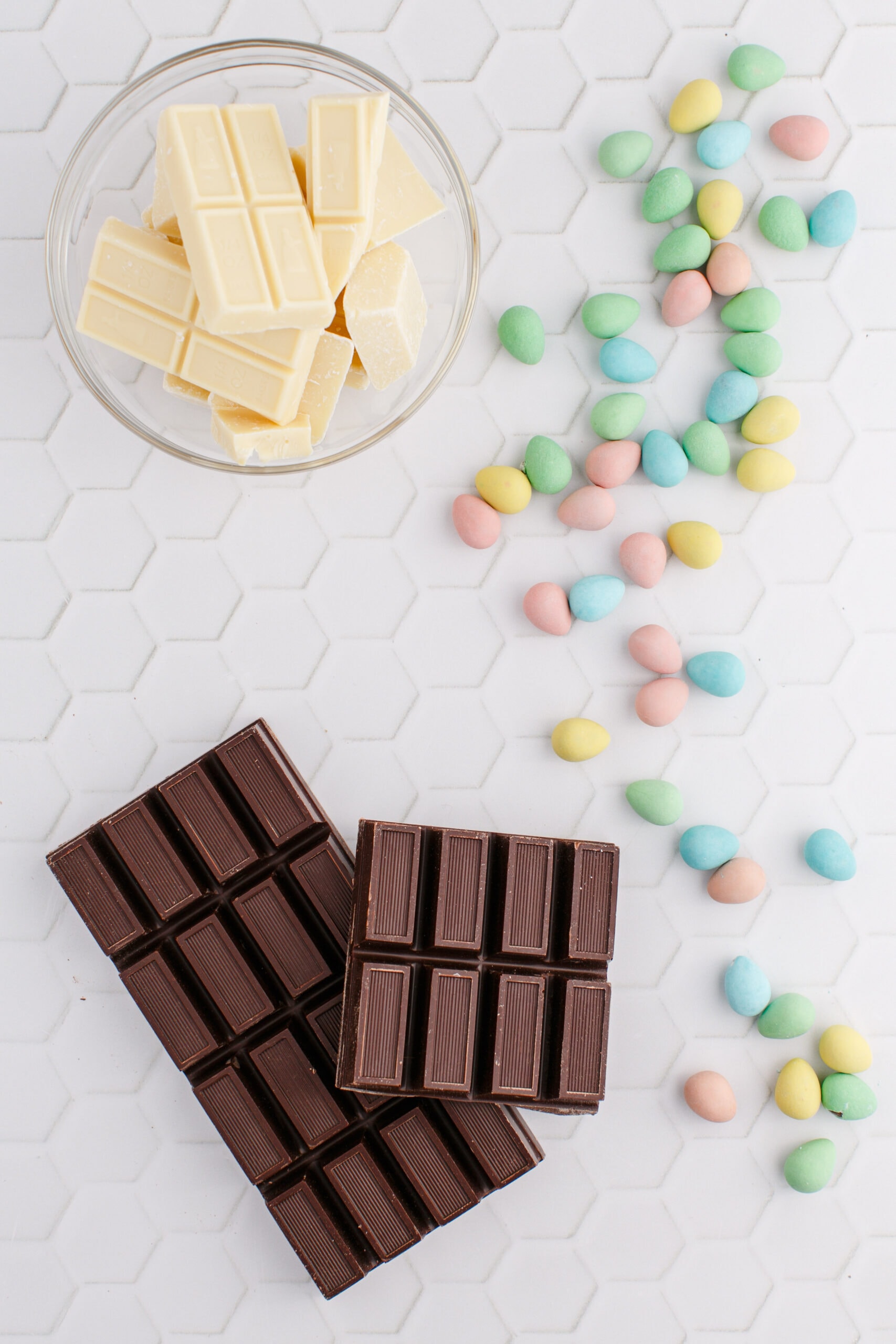 dark and white chocolate and m&ms