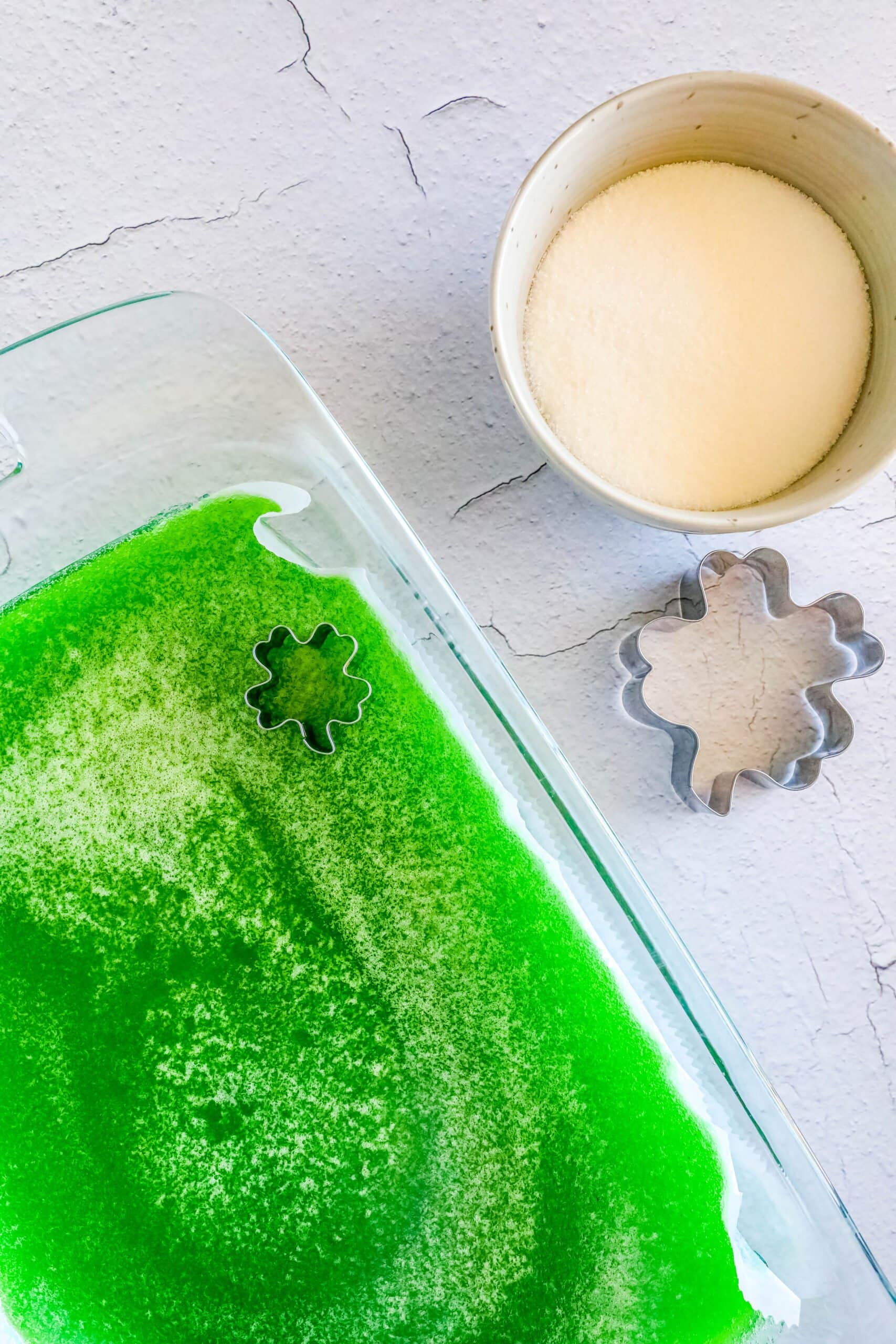 picture of shamrock cookie cutter in jello