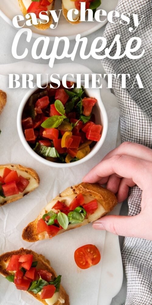 picture of caprese bruschetta on a table